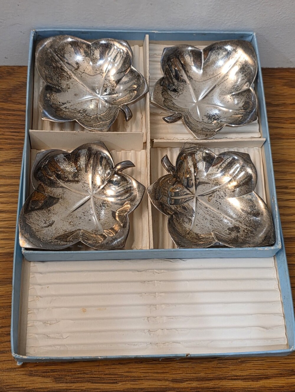 Tiffany & Co. Sterling Silver Leaf Shaped Nut Candy Trinket Dish - Set Of 4
